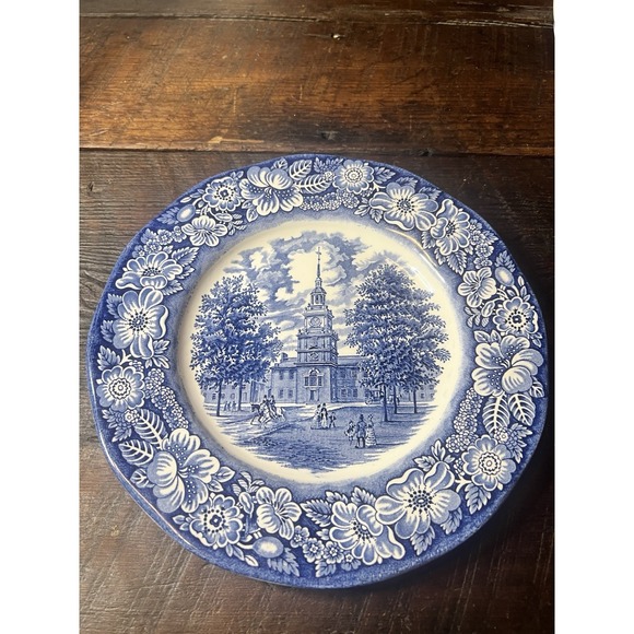 Staffordshire Other - Staffordshire Liberty Blue Dinner Plate Independence Hall England